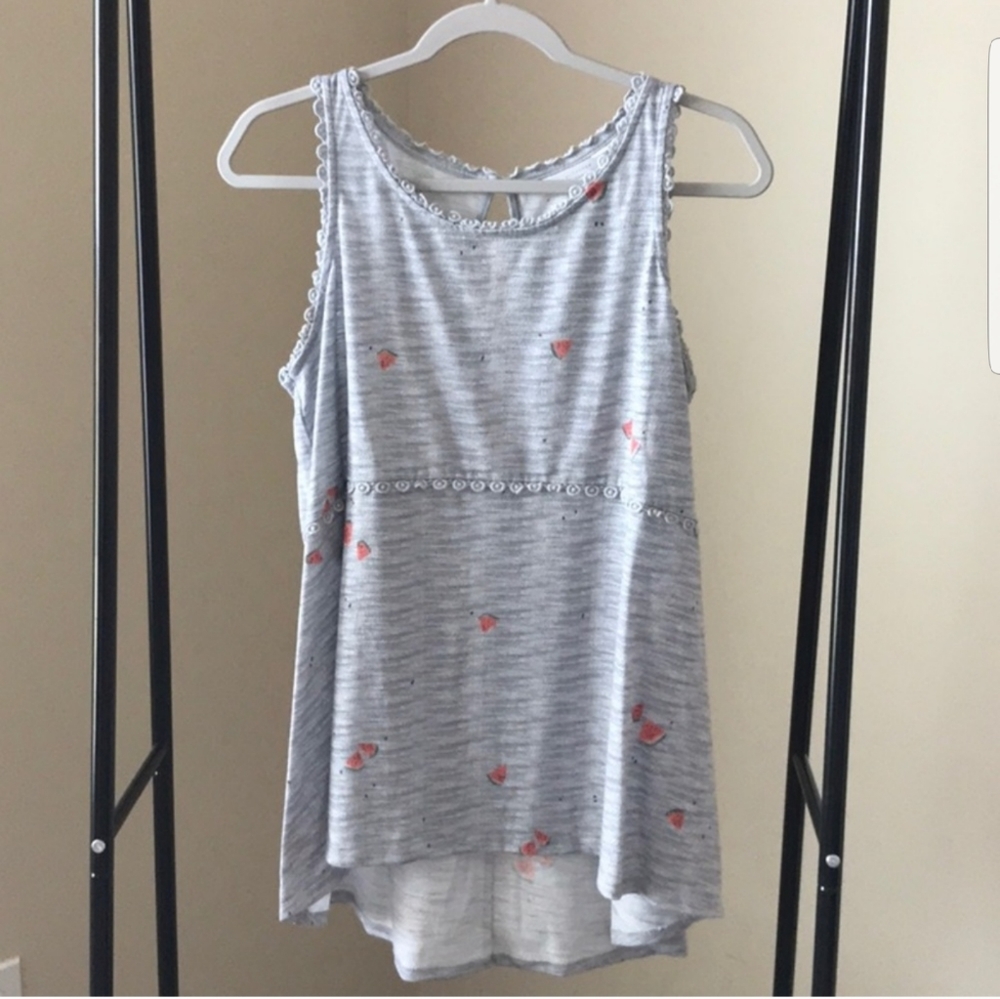 Lauren‎ Conrad gray watermelon tank medium